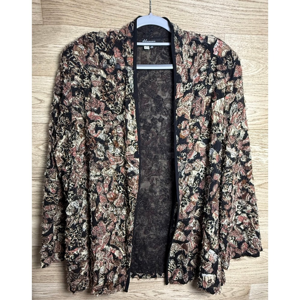 Dilemma Textured Burnout Paisley Cardigan Boho Festival Layer